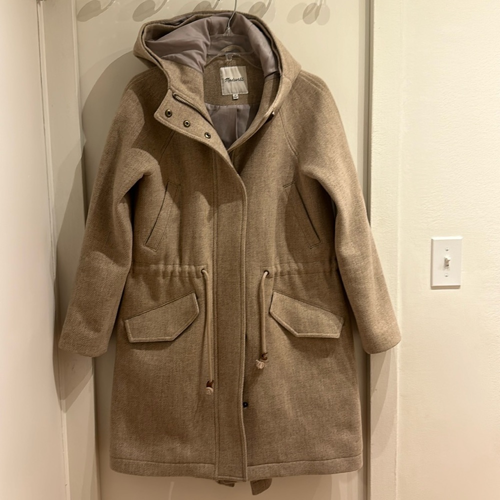 Madewell Wool-Blend Winter Coat with Hood - Size XS